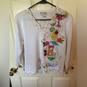 Jack B. Quick Berek tropical drink sweater embroidered